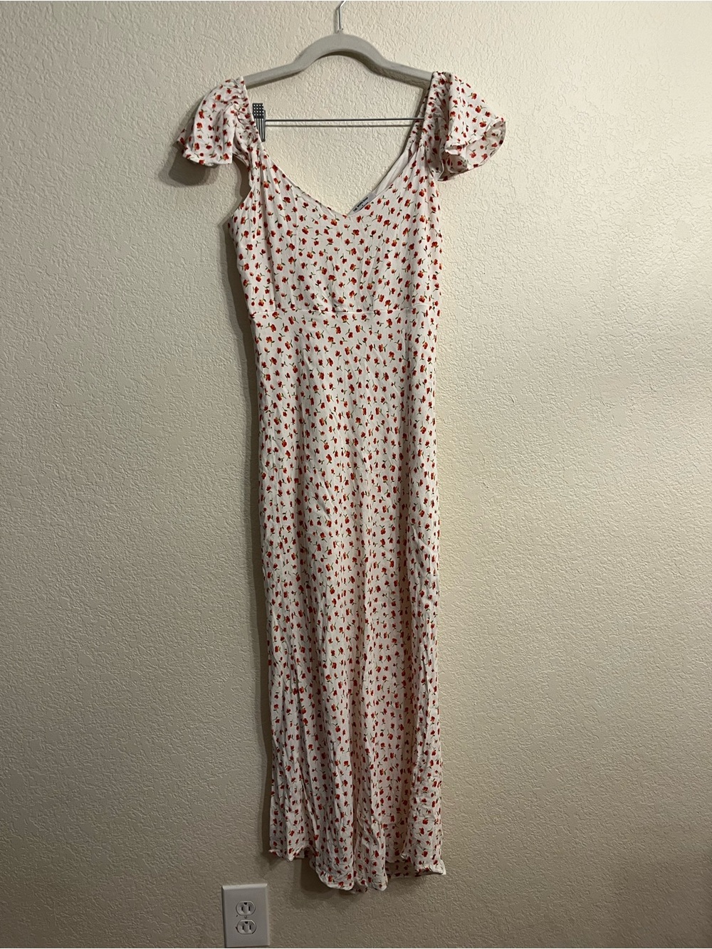 Workshop Republic Clothing White Maxi Dress with Red Floral Print